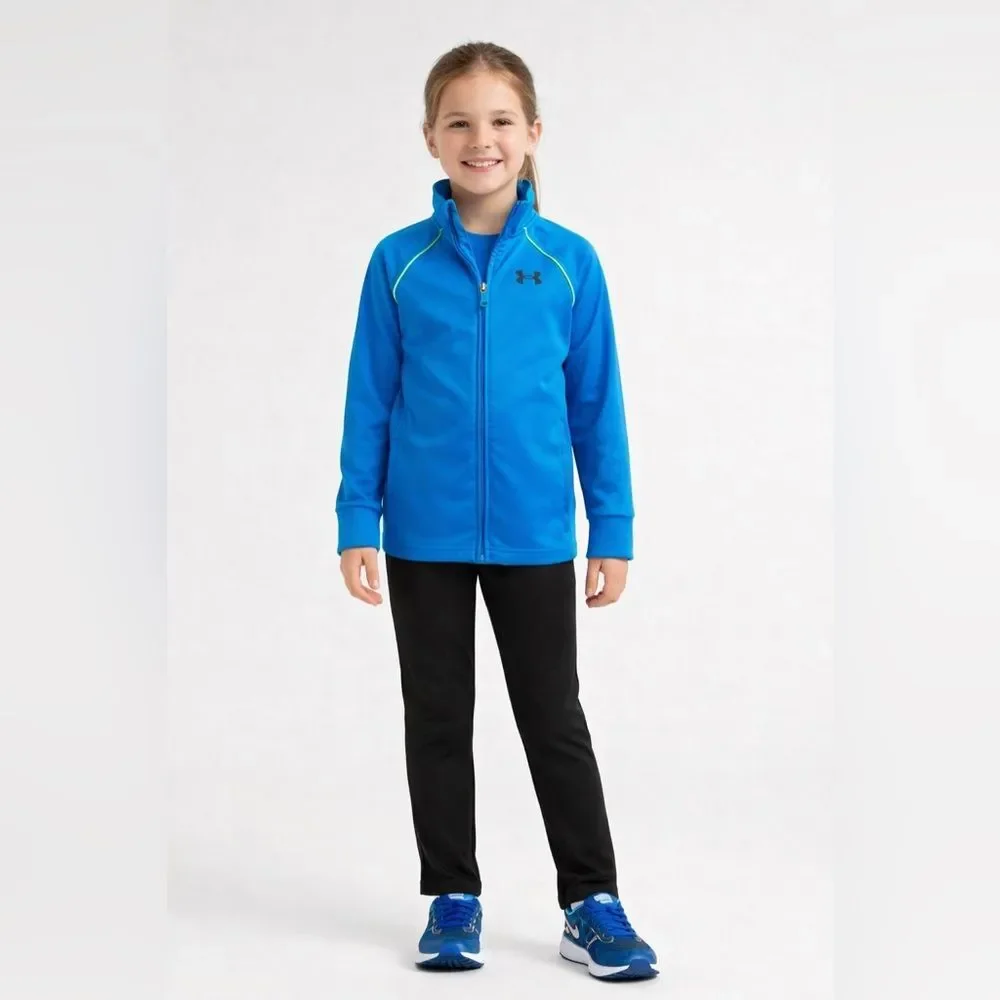 Under Armour Jacket Girl’s 7 Blue Full Zip Athletic Activewear Athleisure Sporty